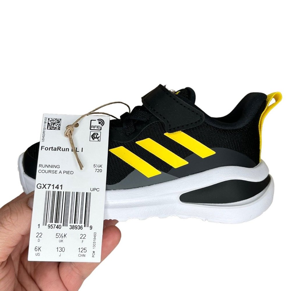 Adidas FortaRun Baby Boys Sneakers Size 6K Wide Width Black Lightweight & Comfy - Picture 7 of 16